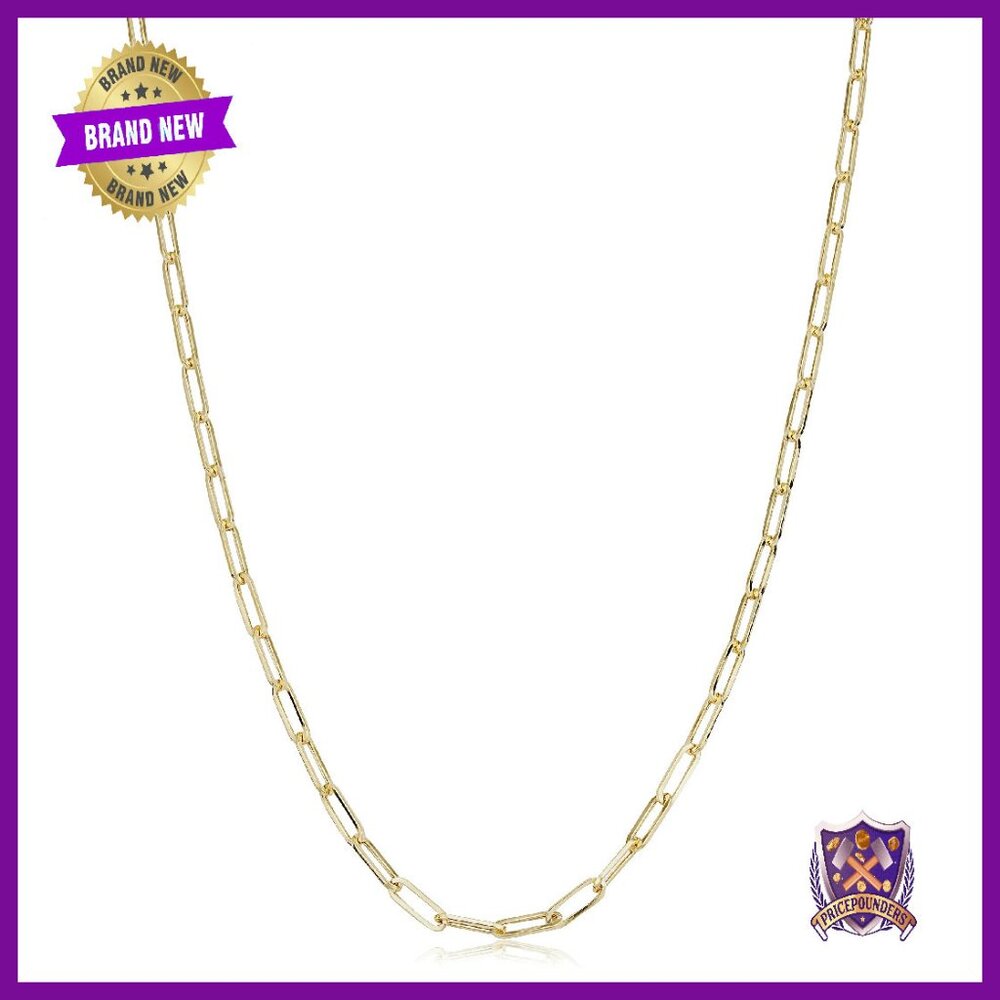 10k Gold Paperclip Necklace 16 Oval Link Chain Lobster Clasp